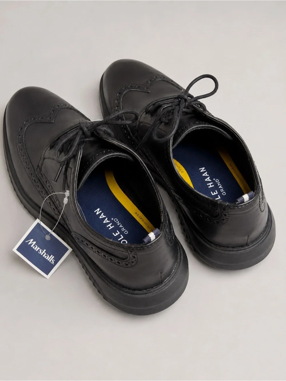 New Cole Haan Grand Men’s Black Wingtip Oxford Shoes – Size 10,5